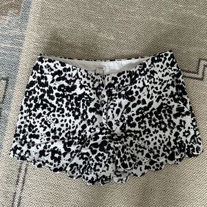 J. Crew Black and White Scalloped Linen Shorts
